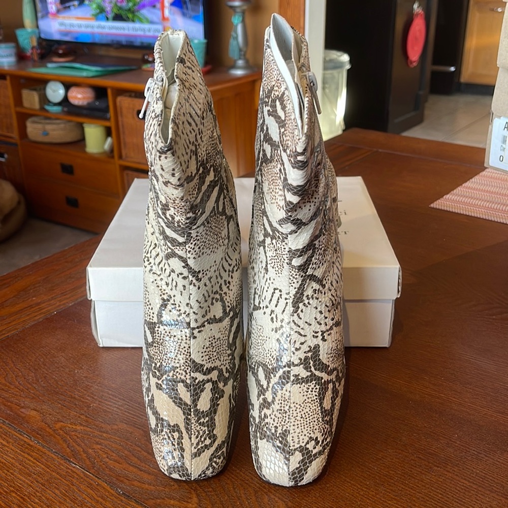 AJ Valenci Leather Snake skin Square Toed Side Zip Boots